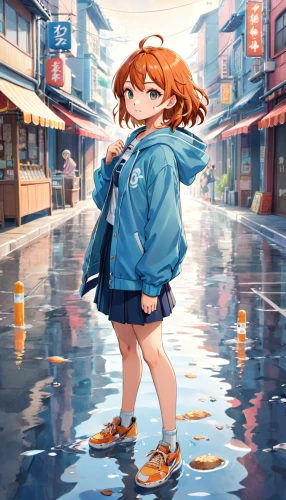 raincoat,rainy,walking in the rain,rain suit,rainy day,in the rain,parka,puddle,rainy season,anime japanese clothing,little girl with umbrella,after rain,rain,shibuya,windbreaker,light rain,after the rain,puddles,rainy weather,blue rain,Anime,Anime,Realistic