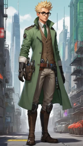 steampunk,engineer,tangelo,male character,gunsmith,stylish boy,gunfighter,biologist,game illustration,the wanderer,mercenary,cg artwork,nicholas boots,nikko,game character,cool blonde,cartoon doctor,main character,holding a gun,bastion,Unique,Design,Character Design