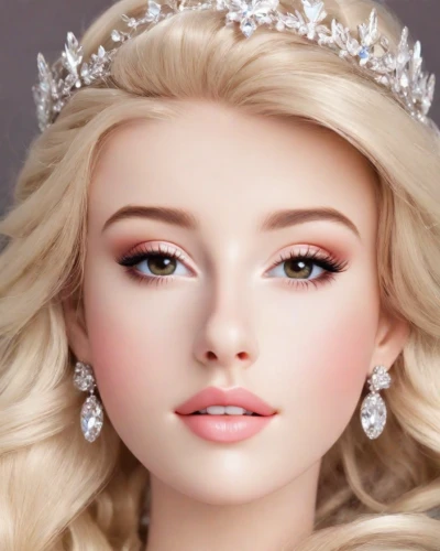 realdoll,doll's facial features,barbie doll,barbie,porcelain doll,white rose snow queen,elsa,miss circassian,natural cosmetic,princess crown,tiara,porcelain dolls,princess' earring,beauty face skin,female doll,model doll,ice princess,doll paola reina,vintage makeup,fairy queen