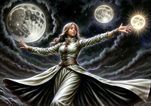 sorceress,magic grimoire,the enchantress,priestess,divination,heroic fantasy,light bearer,star mother,zodiac sign libra,queen of the night,astral traveler,dance of death,moon phase,shaper,divine healing energy,callisto,arcanum,yogananda,lady of the night,fantasy art