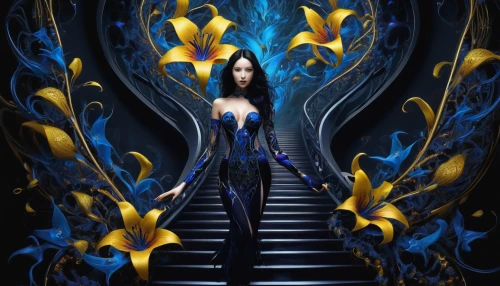 blue enchantress,queen of the night,fantasy art,faerie,blue butterfly background,blue butterfly,apophysis,the enchantress,faery,mirror of souls,sorceress,fantasy picture,blue butterflies,fairy queen,antasy,fractals art,water lotus,fractal art,waterlily,lotus blossom,Conceptual Art,Fantasy,Fantasy 34