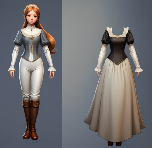 women's clothing,bridal clothing,suit of the snow maiden,women clothes,ladies clothes,princess anna,celtic woman,costume design,bodice,victorian fashion,wedding dresses,cinderella,costumes,fairy tale character,3d model,fairytale characters,overskirt,rapunzel,fairy tale icons,gradient mesh,Illustration,Realistic Fantasy,Realistic Fantasy 07