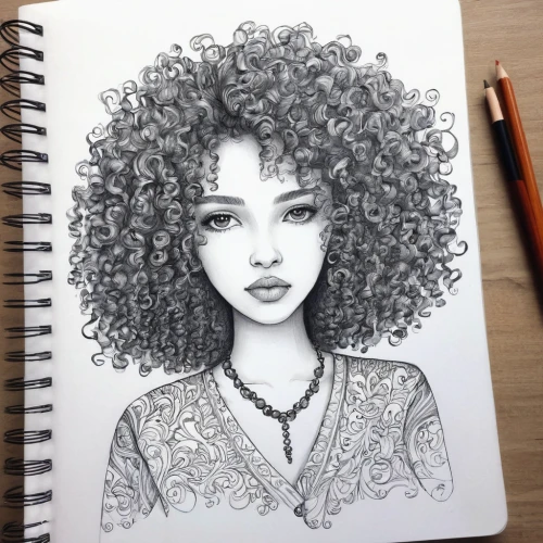 afro,girl portrait,girl drawing,afro-american,pencil drawing,portrait of a girl,graphite,merida,african american woman,afro american girls,charcoal pencil,curls,afroamerican,pen drawing,moana,pencil art,mechanical pencil,ash leigh,lychees,artist portrait,Illustration,Abstract Fantasy,Abstract Fantasy 07