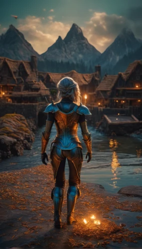 cent,digital compositing,alien warrior,valerian,the wanderer,aquaman,scarab,nebula guardian,et,spartan,martian,kosmus,aquanaut,cinematic,wanderer,knight village,symetra,kadala,ironman,dusk background,Photography,General,Fantasy