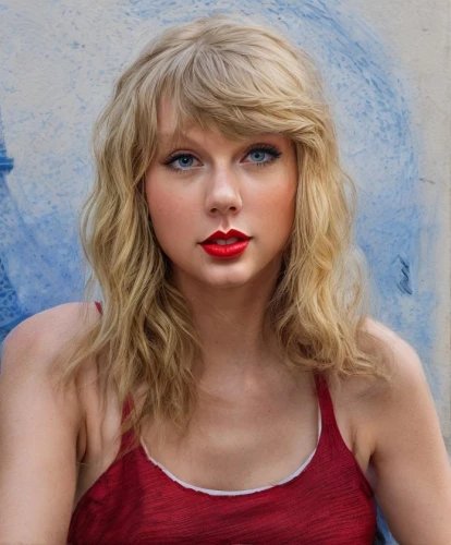 on a red background,red background,girl-in-pop-art,tayberry,red lipstick,curls,red,spotify icon,swifts,edit icon,portrait background,red tablecloth,red blue wallpaper,pink background,golden haired,wig,beautiful girl,red lips,blonde woman,pop art girl,Common,Common,Photography