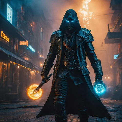 dodge warlock,cyberpunk,assassin,electro,star-lord peter jason quill,wizard,fire artist,renegade,cg artwork,game art,undead warlock,assassins,with the mask,halloween2019,halloween 2019,man holding gun and light,the wizard,concept art,male mask killer,merc,Photography,General,Fantasy