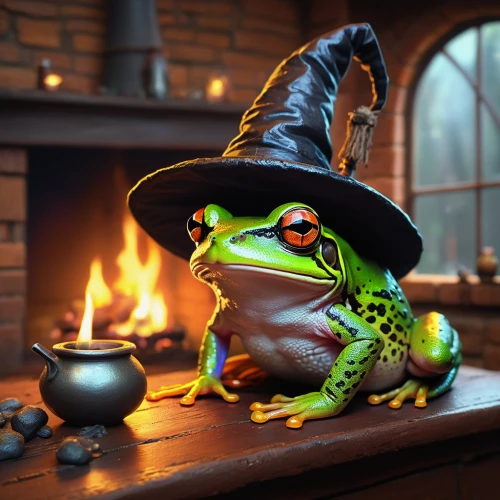 frog background,jazz frog garden ornament,frog prince,halloween witch,frog king,frog figure,green frog,frog through,litoria fallax,witch's hat,witch's hat icon,witch hat,halloween illustration,frog,woman frog,cauldron,hallloween,boreal toad,true frog,fireside,Conceptual Art,Oil color,Oil Color 11