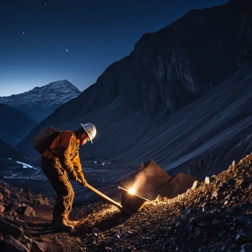 mining,headlamp,crypto mining,gold mining,torchlight,miner,bitcoin mining,steelworker,gas welder,iron ore,smelting,mountain rescue,coal mining,open pit mining,landscape lighting,metallurgy,miners,night photography,mining excavator,mountain guide,Photography,General,Realistic