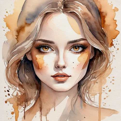 coffee watercolor,watercolor,watercolor paint,watercolor painting,boho art,watercolor women accessory,cinnamon girl,watercolor pencils,watercolor background,watercolors,girl portrait,fawn,caramel,watercolor tea,face portrait,watercolor texture,watercolour,watercolor wreath,watercolor paper,fantasy portrait,Illustration,Paper based,Paper Based 25