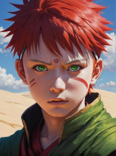 red-haired,red sand,naruto,2d,sossusvlei,hinata,red earth,digital painting,red head,leo,world digital painting,sand road,kid hero,magi,male character,transistor,child boy,avatar,main character,kite,Conceptual Art,Fantasy,Fantasy 15