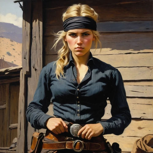 girl with gun,woman holding gun,western riding,girl with a gun,female worker,western,countrygirl,palomino,rifleman,woman of straw,blonde woman,cowgirls,gunsmith,holding a gun,young woman,reining,gunfighter,carpenter,riding lessons,american frontier,Art,Classical Oil Painting,Classical Oil Painting 32