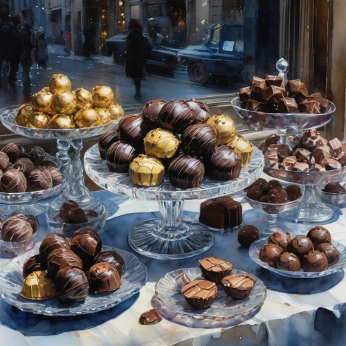 chokladboll,pralines,chocolatier,chocolate balls,french confectionery,chocolates,christmas sweets,bowl of chestnuts,marzipan balls,truffles,sweet chestnuts,chocolate truffle,confectionery,lebkuchen,confectioner,crown chocolates,bossche bol,swiss chocolate,pastries,chestnuts,Illustration,Paper based,Paper Based 15