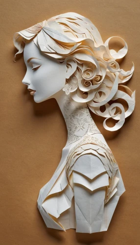 paper art,sculpt,art deco woman,wood carving,woman sculpture,art deco ornament,porcelain rose,folded paper,decorative figure,laurel wreath,paper rose,wood art,venus comb,gold foil crown,gold foil art,gold foil mermaid,headpiece,masking tape,sculptor,art nouveau design,Unique,Paper Cuts,Paper Cuts 02