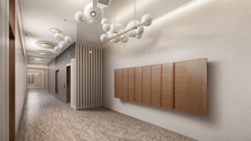 hallway space,wall lamp,wall light,3d rendering,room divider,ceiling lighting,hallway,ceiling light,wall plaster,ceiling lamp,interior decoration,patterned wood decoration,ceiling fixture,ceiling construction,render,wall panel,under-cabinet lighting,corridor,search interior solutions,wooden wall