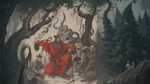 elven forest,red riding hood,monks,devilwood,the forest,holy forest,druid grove,forest man,forest path,pilgrimage,monk,haunted forest,druids,little red riding hood,the wanderer,the forests,hanging elves,forest background,the forest fell,guards of the canyon