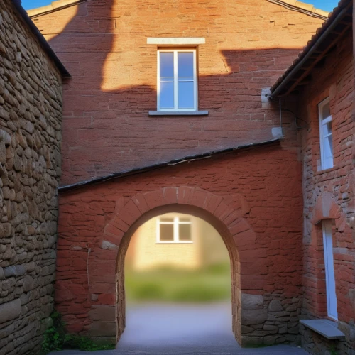 pointed arch,the threshold of the house,vaulted cellar,tixall gateway,archway,rubjerg knude,almshouse,timber framed building,dormer window,doorway,round arch,stables,three centered arch,farm gate,half-timbered wall,mikulov,medieval architecture,buttress,church door,house entrance,Photography,General,Realistic