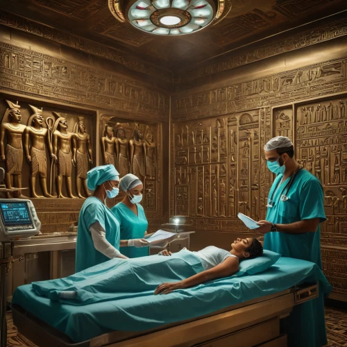 sci fi surgery room,operating theater,operating room,surgery room,medical illustration,ramses ii,examination room,medical imaging,hathseput mortuary,doctor's room,surgeon,physician,autopsy,mortuary temple,tromsurgery,treatment room,sci fiction illustration,the scalpel,radiology,medical concept poster,Photography,General,Fantasy
