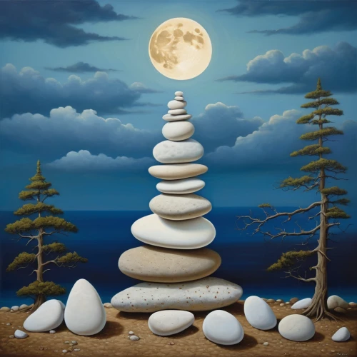 rock stacking,cairn,background with stones,stacking stones,zen stones,stacked rocks,rock balancing,rock cairn,stacked stones,equilibrist,moonscape,moonlit night,moon phase,standing stones,stone balancing,stack of stones,rock painting,zen rocks,equilibrium,carol colman,Photography,Artistic Photography,Artistic Photography 14