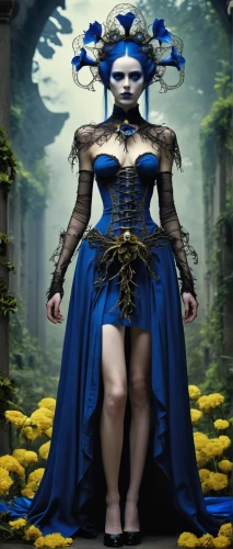 blue enchantress,the enchantress,faerie,fantasy woman,blue chrysanthemum,fantasy art,bodypainting,priestess,faery,fantasy picture,photomanipulation,sorceress,blue rose,blue bonnet,fairy queen,image manipulation,blue sow thistle,photo manipulation,digital compositing,fairy tale character,Photography,General,Realistic