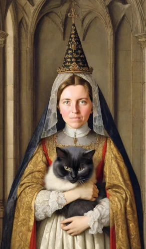 gothic portrait,cat sparrow,portrait of christi,cat european,napoleon cat,templedrom,the prophet mary,cat portrait,cat image,ritriver and the cat,the abbot of olib,mona lisa,the mona lisa,nun,to our lady,mary 1,cat mom,american gothic,saint coloman,the cat and the,Digital Art,Classicism