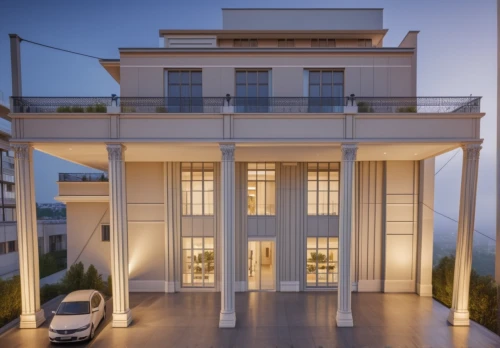 doric columns,frame house,luxury property,model house,house with caryatids,luxury home,two story house,house front,private house,block balcony,garden elevation,bendemeer estates,classical architecture,exterior decoration,colonnade,mansion,penthouse apartment,dunes house,house facade,modern house,Photography,General,Realistic