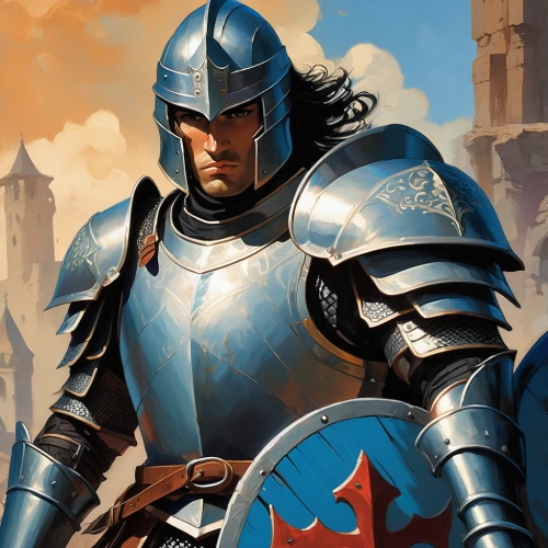 knight armor,crusader,heroic fantasy,massively multiplayer online role-playing game,castleguard,templar,heavy armour,paladin,iron mask hero,knight,cuirass,armor,joan of arc,armored,knight festival,collectible card game,armour,king arthur,armored animal,wall,Conceptual Art,Oil color,Oil Color 04
