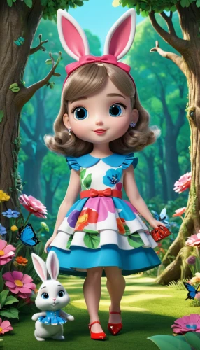 easter theme,easter background,alice in wonderland,fairy tale character,children's background,spring background,doll dress,cute cartoon character,rosa ' the fairy,little girl fairy,springtime background,child fairy,alice,easter bunny,garden fairy,fairy forest,happy easter hunt,little bunny,dress doll,easter festival,Unique,3D,3D Character