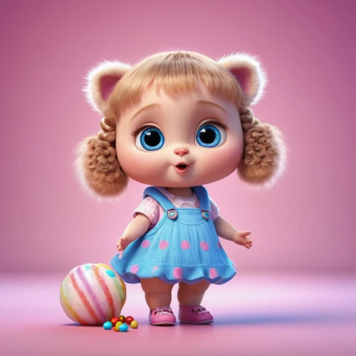cute cartoon character,agnes,bonbon,little girl in pink dress,candy,doll dress,girl doll,3d teddy,cute cartoon image,voo doo doll,doll cat,doll's facial features,easter theme,sugar candy,eleven,cinema 4d,doll,cute baby,little girl,female doll,Photography,General,Commercial