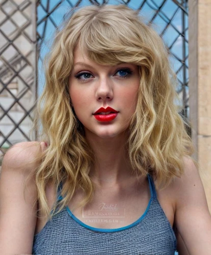 red lipstick,red lips,curls,red background,red,on a red background,tayberry,golden haired,red blue wallpaper,curly string,wig,beautiful girl,model beauty,short blond hair,curly,bandana,pretty young woman,coral red,blonde woman,red bow,Common,Common,Photography