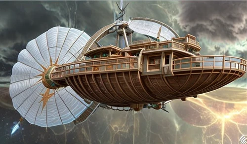 airships,airship,galleon ship,solar dish,sci fiction illustration,alien ship,air ship,pioneer 10,solar cell base,steam frigate,heliosphere,science fiction,orrery,caravel,sea fantasy,steampunk,pirate ship,sky space concept,waterglobe,galleon
