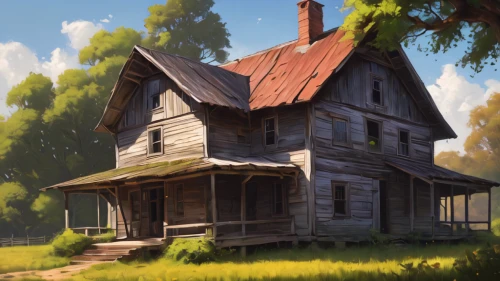 wooden house,little house,lonely house,old home,farmstead,small house,country cottage,homestead,summer cottage,old house,farm house,ancient house,country house,house in the forest,farmhouse,witch's house,log cabin,log home,abandoned house,cottage,Conceptual Art,Fantasy,Fantasy 03