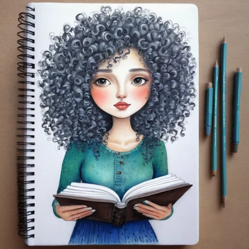 merida,bookworm,girl studying,color pencils,colour pencils,coloured pencils,colored pencils,girl drawing,girl portrait,color pencil,vector spiral notebook,spiral notebook,librarian,colourful pencils,book pages,writing-book,copic,book illustration,fluffy diary,little girl reading,Illustration,Abstract Fantasy,Abstract Fantasy 07