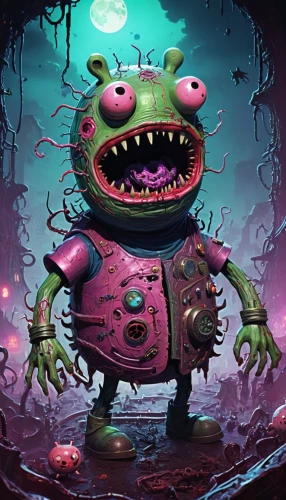 cuthulu,imp,child monster,three eyed monster,game illustration,beetzaun,three-lobed slime,apiarium,monstrosity,deep sea,piranha,the ugly swamp,plankton,bot icon,anglerfish,cachupa,one eye monster,acid lake,bottom of the sea,game art,Illustration,Realistic Fantasy,Realistic Fantasy 47