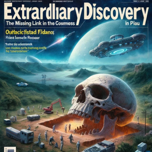 magazine cover,extraterrestrial life,cover,magazine - publication,sci fiction illustration,science-fiction,science fiction,the print edition,archaeology,discovery,publication,et,science book,extraterrestrial,archeology,catalog,the grave in the earth,a journey of discovery,magazine,book cover