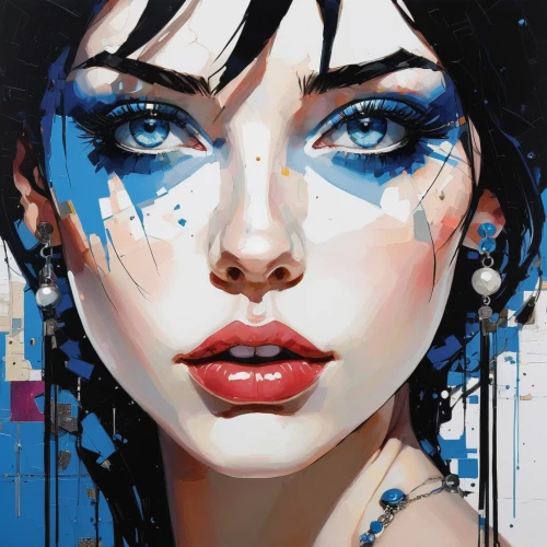 painted lady,blue painting,mystique,fashion illustration,blue rain,ojos azules,the blue eye,blue eye,art book,cool pop art,blue eyes,sapphire,cobalt blue,art painting,jasmine blue,fantasy art,blue enchantress,woman face,majorelle blue,fantasy portrait,Conceptual Art,Oil color,Oil Color 07