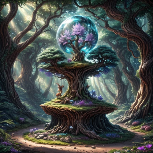 flourishing tree,magic tree,celtic tree,fairy forest,mushroom landscape,druid grove,tree mushroom,tree of life,elven forest,fae,colorful tree of life,enchanted forest,fairy house,forest tree,sacred fig,dryad,fairy world,blossom tree,wondertree,fantasy picture