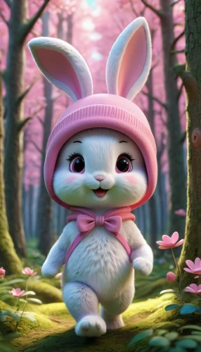 little bunny,cute cartoon character,bunny,easter background,easter bunny,cute cartoon image,white bunny,little rabbit,thumper,easter theme,cottontail,spring background,white rabbit,happy easter hunt,bunny on flower,children's background,springtime background,baby bunny,deco bunny,forest background,Unique,3D,3D Character