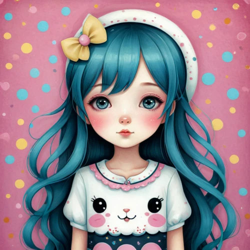 girl doll,cute cartoon character,artist doll,painter doll,chibi girl,hatsune miku,doll's facial features,doll dress,kawaii girl,female doll,doll cat,tumbling doll,japanese doll,cloth doll,like doll,doll face,fashion doll,dress doll,miku,doll,Illustration,Abstract Fantasy,Abstract Fantasy 02