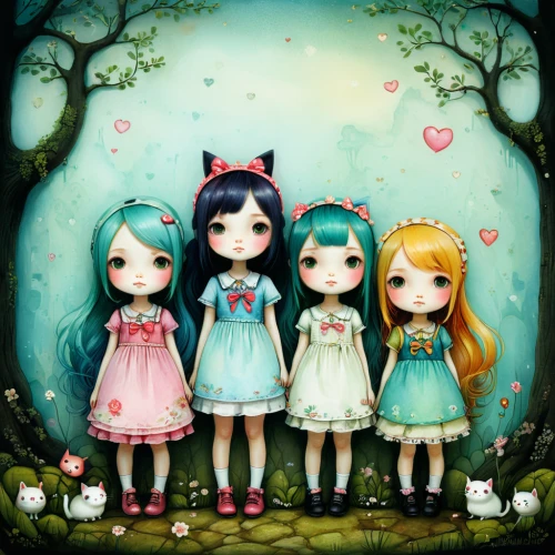 butterfly dolls,fairies,vocaloid,dolls,doll's festival,fairy forest,cute cartoon image,vintage fairies,chibi children,little girls,chibi kids,fairy world,sewing pattern girls,porcelain dolls,children's background,fairy galaxy,chibi,hatsune miku,fairytale characters,lily family,Illustration,Abstract Fantasy,Abstract Fantasy 01