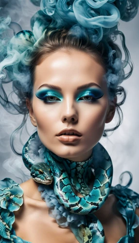 blue enchantress,color turquoise,image manipulation,artificial hair integrations,silvery blue,turquoise,turquoise wool,blue chrysanthemum,blue peacock,shades of blue,mermaid background,airbrushed,photoshop manipulation,merfolk,faery,photomanipulation,the sea maid,fantasy portrait,fashion illustration,fairy peacock,Photography,Artistic Photography,Artistic Photography 03