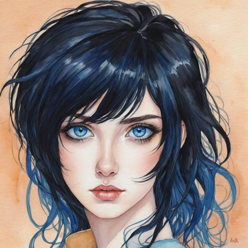 watercolor blue,gentiana,hinata,watercolor pencils,watercolor,girl portrait,watercolor painting,watercolor paint,color pencil,watercolor sketch,clementine,pencil color,lotus art drawing,watercolors,fantasy portrait,color pencils,watercolor women accessory,blue painting,portrait of a girl,coloured pencils,Illustration,Paper based,Paper Based 10