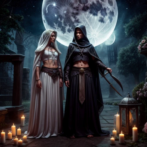 fantasy picture,witches,the night of kupala,celebration of witches,fantasy art,druids,sorceress,gothic portrait,angels of the apocalypse,gothic fashion,dance of death,dark elf,divination,priestess,heroic fantasy,dark gothic mood,nightshade family,paganism,sun and moon,dark art