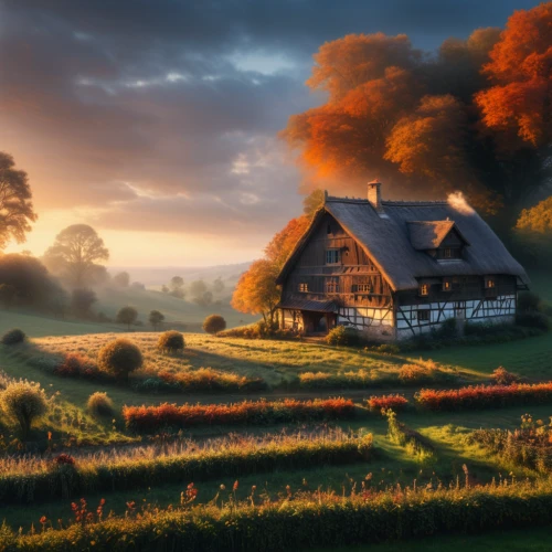 home landscape,farm landscape,autumn idyll,red barn,autumn landscape,rural landscape,country cottage,autumn morning,farm house,lonely house,fall landscape,farmstead,country house,farmhouse,countryside,holland,one autumn afternoon,autumn scenery,fantasy landscape,landscape background,Photography,General,Commercial