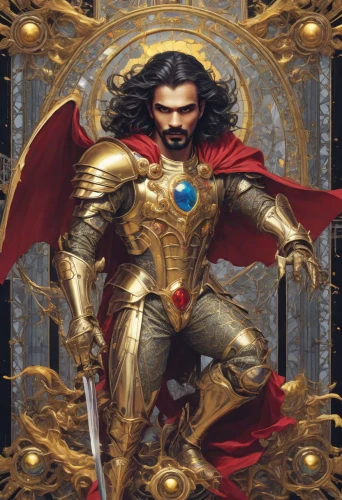 heroic fantasy,emperor,conquistador,thorin,the archangel,god of thunder,zodiac sign libra,tyrion lannister,power icon,king caudata,aquaman,el dorado,from persian shah,the ruler,collectible card game,iron mask hero,emperor of space,zodiac sign leo,archangel,imperator,Photography,Realistic