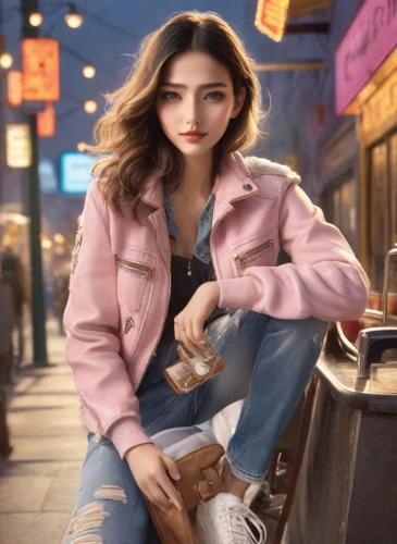 jean jacket,fashion street,puma,jeans background,street cat,world digital painting,kat,fashion vector,chinatown,portrait background,women fashion,retro woman,denim background,fashionable girl,digital painting,shopping icon,denim jacket,retro girl,girl in overalls,jacket,Photography,Commercial