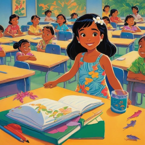 african american kids,polynesian girl,color pencils,moana,luau,lilo,classroom,colored pencils,hula,children's paper,tiana,coloring picture,children's background,girl studying,elementary school,afro american girls,children learning,aloha,colour pencils,children drawing,Illustration,Children,Children 01