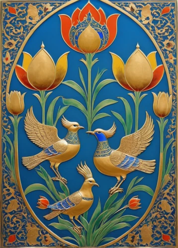 turkestan tulip,flower and bird illustration,dove of peace,novruz,doves of peace,khokhloma painting,art nouveau design,lotus,floral ornament,persian norooz,delft,lotuses,blue birds and blossom,lotus png,art nouveau,iranian nowruz,khamsa,tulip background,persian,floral and bird frame,Illustration,Realistic Fantasy,Realistic Fantasy 43