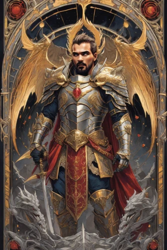 conquistador,emperor,paladin,custom portrait,imperator,the archangel,archangel,centurion,shuanghuan noble,dwarf sundheim,archimandrite,the roman empire,crusader,garuda,emperor of space,the order of cistercians,caracalla,the emperor's mustache,templar,god of thunder,Photography,Realistic