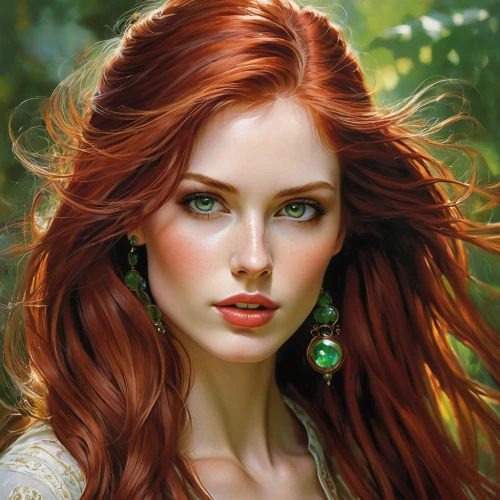 redheads,red-haired,fantasy portrait,red head,romantic portrait,fantasy art,celtic woman,redheaded,faery,redhead doll,redhair,redhead,celtic queen,mystical portrait of a girl,faerie,fantasy woman,the enchantress,girl portrait,young woman,fairy tale character,Conceptual Art,Oil color,Oil Color 09