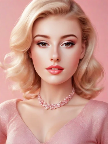 dahlia pink,barbie,barbie doll,realdoll,pink beauty,pink magnolia,doll's facial features,peach rose,pink lady,female doll,pink background,pearl necklaces,marilyn,peach color,pearl necklace,marylyn monroe - female,eglantine,marylin monroe,fashion doll,pink